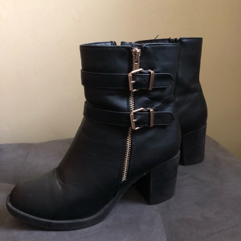 Black leather boots